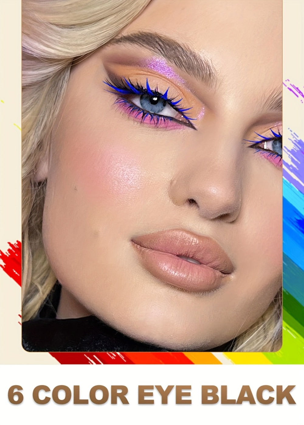 YTRUNS Colored Mascara in Six Shades from White and Brown to Black, Green, Blue or Purple with Curved Wands