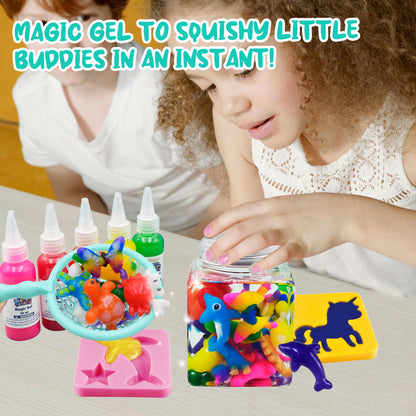 Magic Water Gel Creature Craft Kit with Ten Color Gels, Six Molds, Mixing Powders and Lidded Display Jar