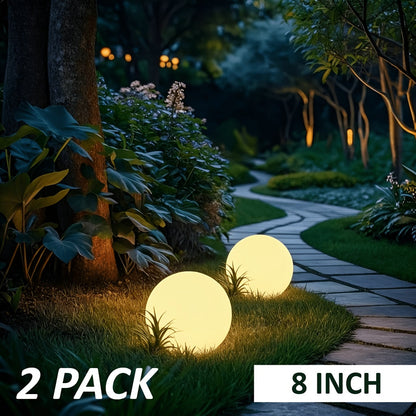Solar Outdoor Lights 8-Inch RGB Globe with Remote, 16 Colors, 8 Brightness Levels and 4 Effects