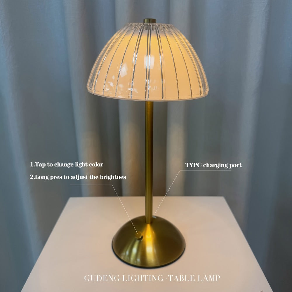 Crystal Atmosphere Lamp Portable – 3-Color Adjustable Touch LED Table Light with Retro Golden Design for Home, Dining Table & Restaurant Ambiance (Starlight / Pumpkin / Trumpet)