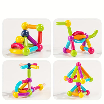 Magnetic Stick and Ball Building Set in 28-Piece or 58-Piece Multicolor Options for Pictured 3D Shapes