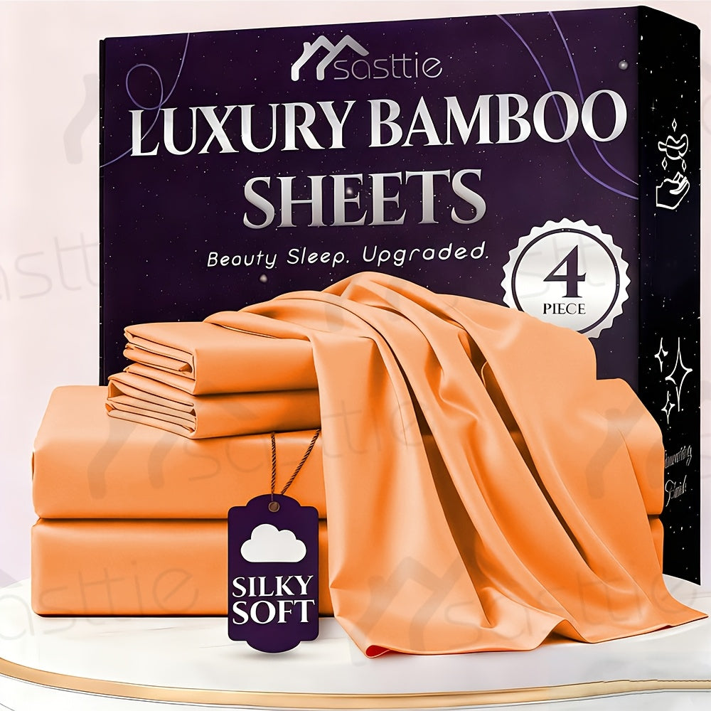 Four-Piece Sheet Set with Flat Sheet, Fitted Sheet, Two Pillowcases and 48 Exact Color-Size Options