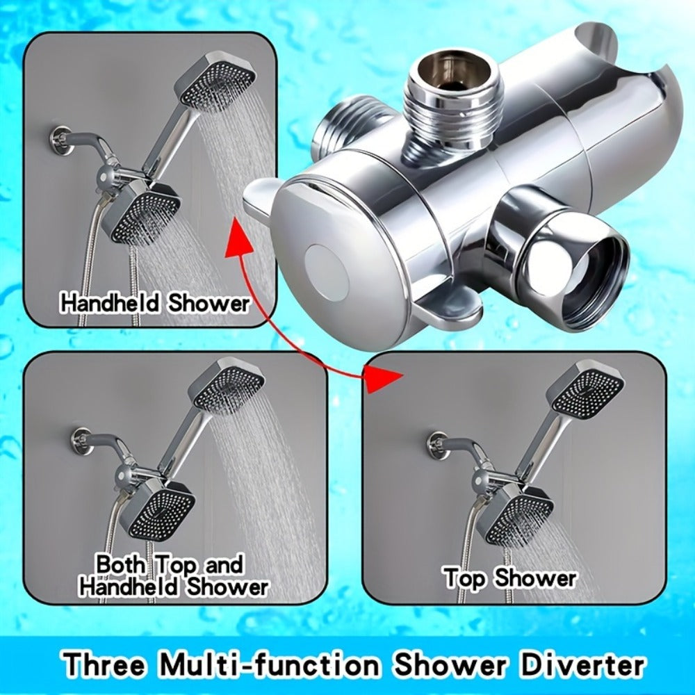 Dual Handheld Shower Kit with 4-Inch Spray Head, Long Hose, 3-Way Diverter and Silver or Black Finish