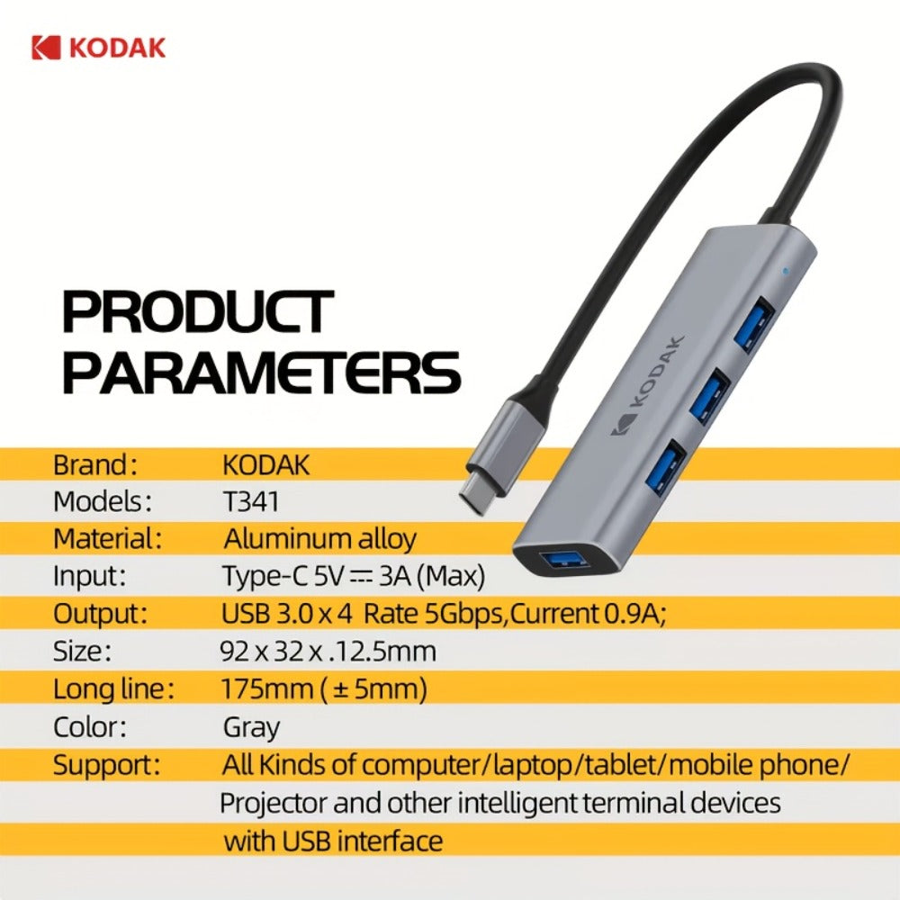 KODAK USB C Multiport Adapter 4-in-1 & 5-in-1 Hub, USB 3.0 Ports, 1000Mbps Gigabit Ethernet