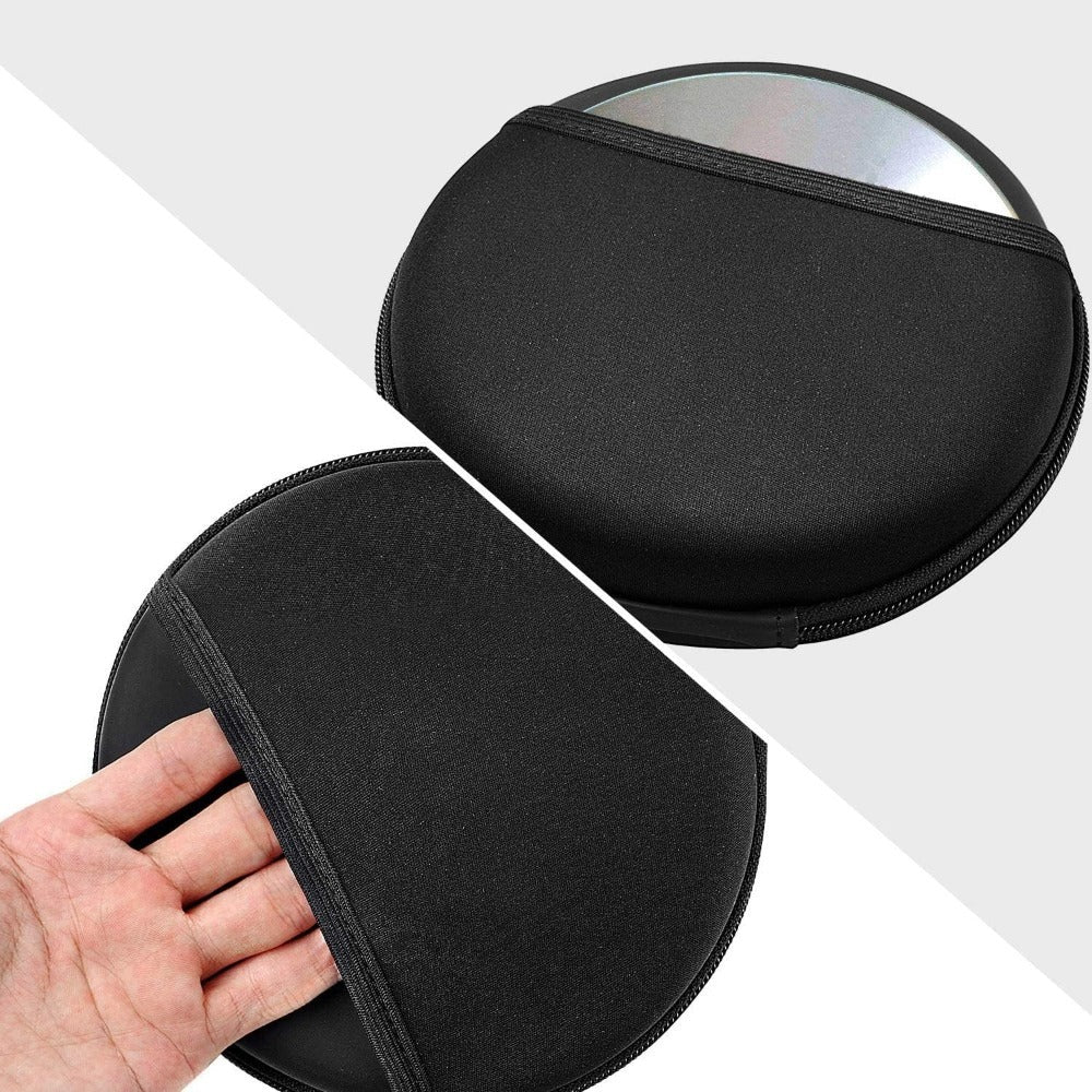 Round EVA Carrying Case for Portable CD Players with Zipper, Handle and Pictured 6.75-Inch Exterior Width