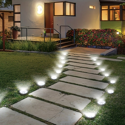 Solar Ground Lights 8 Pack 8-LED - Ultra Bright Semi-Recessed Outdoor Floor Lights for Garden Pathway Driveway Deck Staircase Pool, Warm White Dusk to Dawn Solar Step Lights Weatherproof