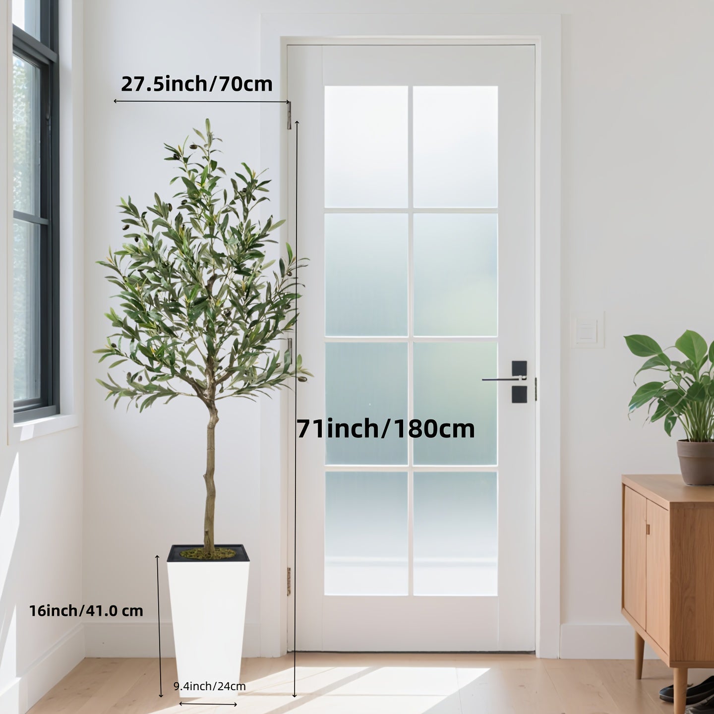 Artificial Olive Tree Indoor 5FT 6FT 7FT 8FT Potted Faux Olive Tree with Lifelike Trunk Branches Silk Leaves Fruits – Large Fake Plant for Living Room Office Home Decor