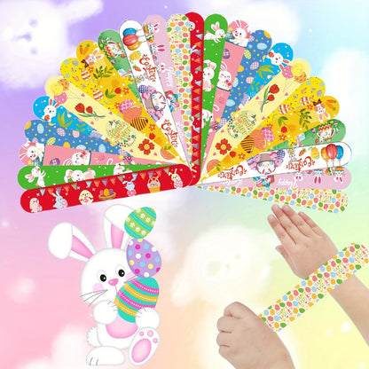 Easter Slap Bracelets for Kids 72 Pcs Bulk – Easter Basket Fillers Egg Hunt Prizes Classroom Rewards & Party Favors for Boys & Girls – PVC Snap Bracelets for Easter Spring Celebrations & School Events
