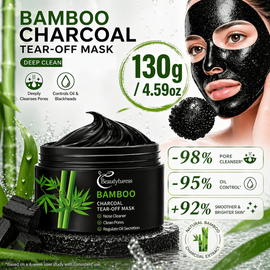 Bamboo Charcoal Clay Face Mask Deep Cleansing Pore Minimizing Oil Control Blackhead Remover Hypoallergenic Detox Mask for Men Women Oily Acne Congested All Skin Types