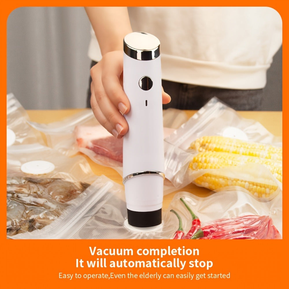 Pen-Style Handheld Vacuum Sealer with One-Button Operation, Type-C Charging and 10 Reusable Bags