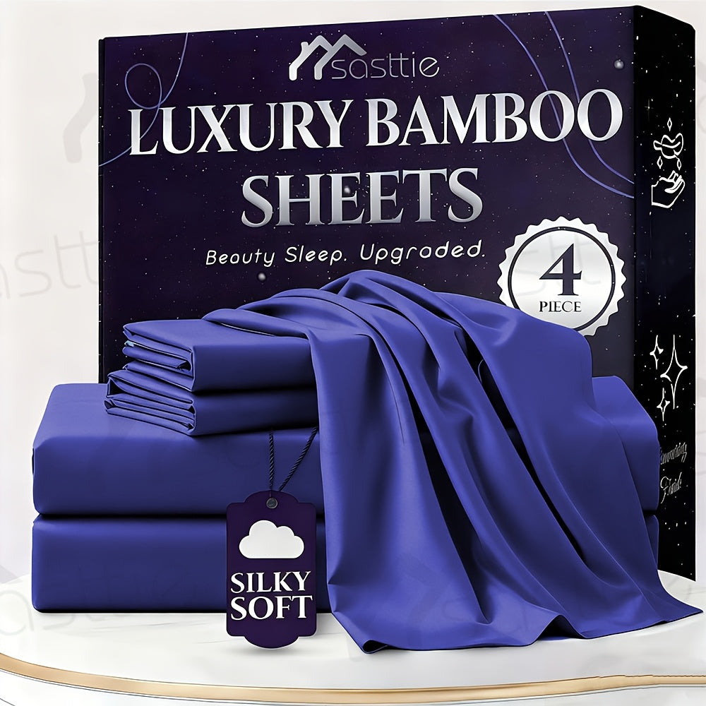 Four-Piece Sheet Set with Flat Sheet, Fitted Sheet, Two Pillowcases and 48 Exact Color-Size Options