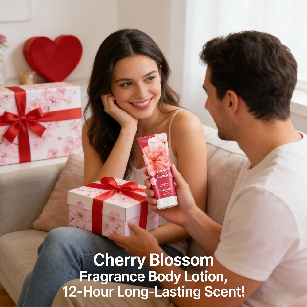 Cherry Blossom Body Lotion 8oz – Vitamin E & Glycerin Moisturizing Cream Non-Sticky 12-Hour Hydration Nourishing Day & Night Skin Care for All Skin Types Women