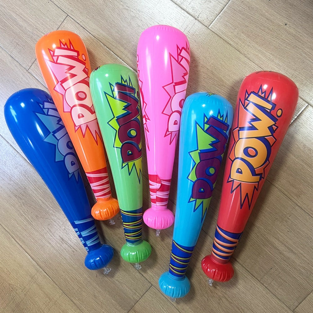 Inflatable Cheering Bat Party Supplies Set with 16 Cartoon-Print Props in Mixed Colors for Events