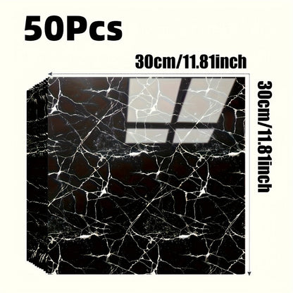 11.81-Inch Square Marble-Pattern Peel-and-Stick Wall Tiles in 50- or 100-Piece Design Options