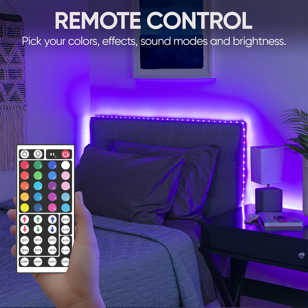 LED Strip Light RGB Room Kit in 50ft or 100ft Lengths with Remote Control, Dimming and Multi-Mode Color Effects