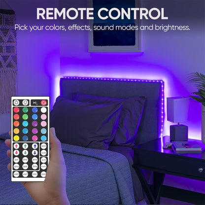 LED Strip Light RGB Room Kit in 50ft or 100ft Lengths with Remote Control, Dimming and Multi-Mode Color Effects
