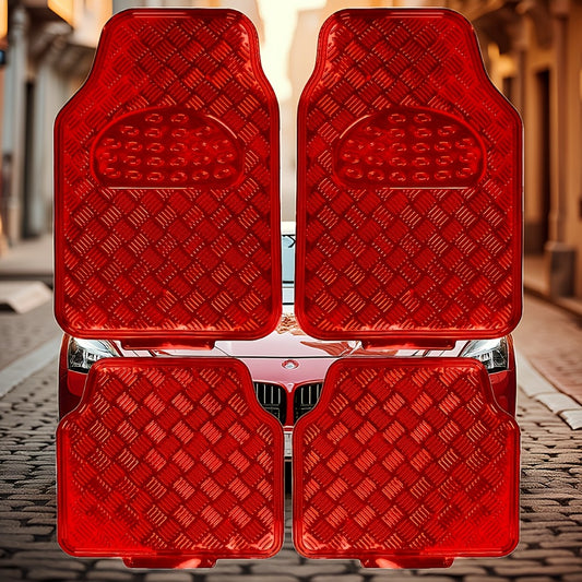 Waterproof Car Floor Mats 4pcs Set – PVC All-Weather Protection, Dustproof Easy-Clean Full Set for Cars, SUVs & Trucks, Anti-Slip, Multiple Colors Available