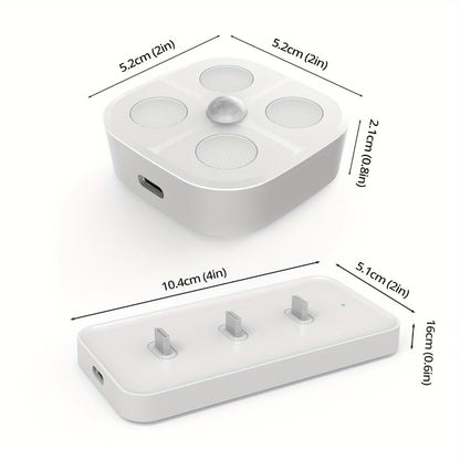 Puck Lights Rechargeable RGB with Charging Station - Motion Sensor Under Cabinet Lighting, Wireless LED Closet Lights with Remote Control, Color Changing Night Light for Hallway Stairway Bathroom Bedroom Kitchen, 3/4/6 Pack