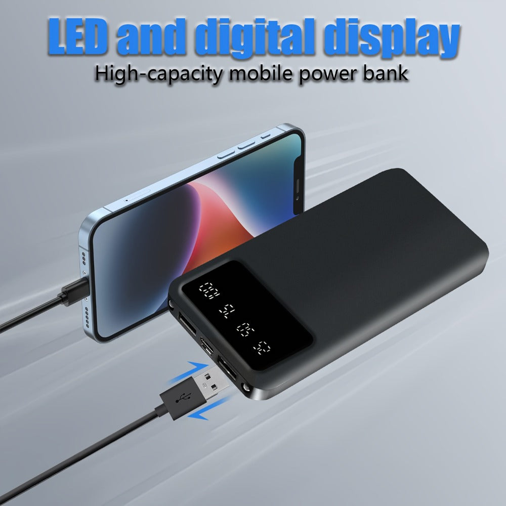 Power Bank 20000mAh with Dual USB Output, USB-C and Micro Input, 5V/2.1A and Digital Display