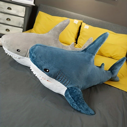 Plush Toy – Jumbo Shark Pillow 24-Inch in Blue, Grey, Blue-Pink or Rainbow Colorways and Ocean Decor