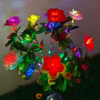 Solar Garden Lights 42-LED Azalea Flower Stake, IP65 with Five Bloom Colors for Yard Decor