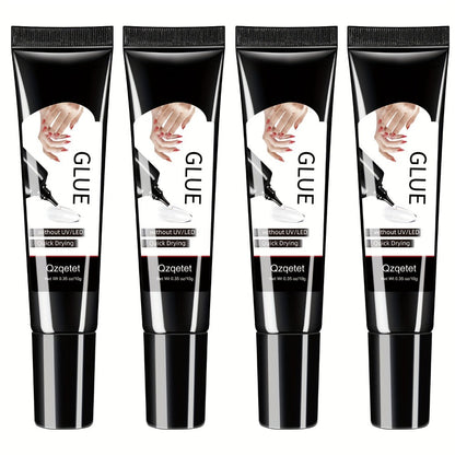 Nail Glue Set, MAGIC ARMOR Four 10g White and Black Squeeze Tubes with Precision Nozzles for Nail Art