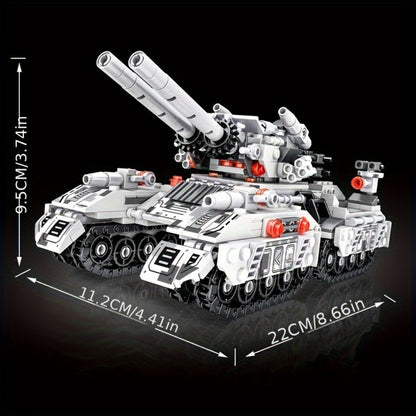 1628-Piece 8-in-1 Tank Building Block Model with White, Yellow, Bagged and Boxed Checkout Options