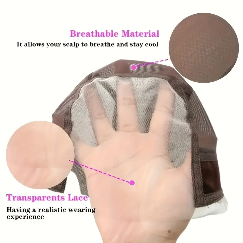 Wide Lace Wig Grip Caps, Two-Piece Set with Ear Cutouts and Adjustable Straps in Brown, Black or Beige