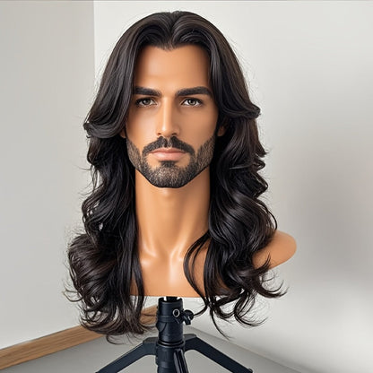 Synthetic Wig 26-Inch Men's Loose Curls with Middle Part in Seven Colors and Breathable Cap