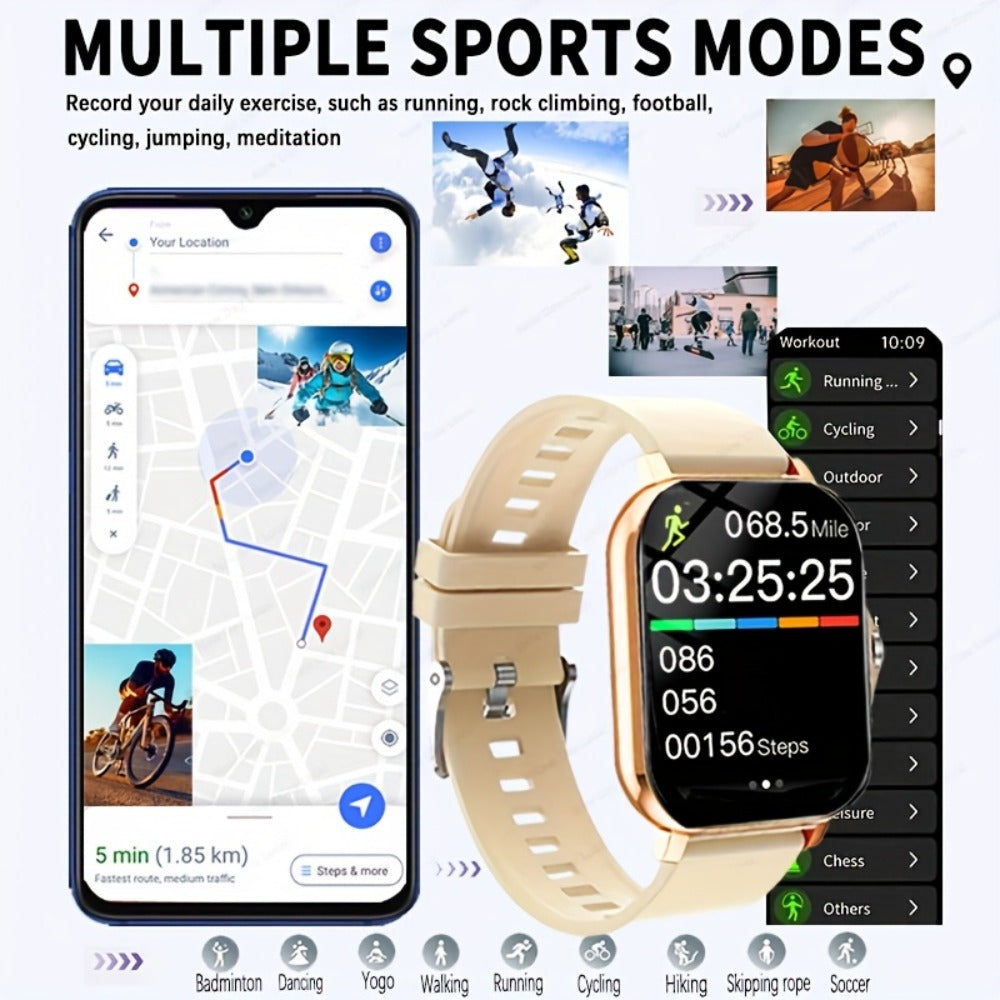 Smartwatch with 3 Straps Set 1.83" Full Touch Screen – Wireless Calling Multi Sport Mode Navigation Remote Camera Music USB Rechargeable for Men Women Black Pink Silver Gold