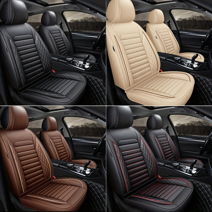 Car Seat Covers Full Set – 5-Seat PU Leather Airbag Compatible Universal Fit Sedan SUV Truck Waterproof with Front Storage Bag & Detachable Armrest