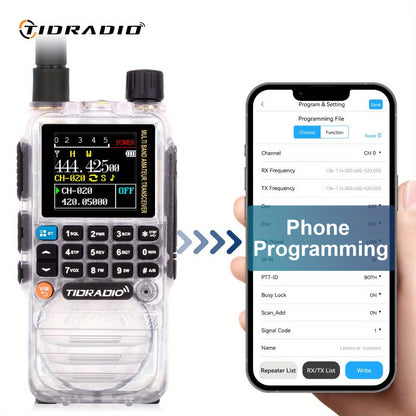 TIDRADIO TD-H3 Ham Radio GMRS Handheld Two Way Radio with USB-C Programming Charging, Long Range 2500mAh Battery, Air Band Antenna, Key Frequency Match for Outdoor Camping Emergency