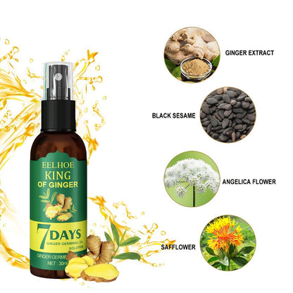 Ginger Hair Oil Spray Set 6 Bottles × 30ml — 7-Day Deep Moisturizing Frizz Control Mist for Dry, Curly & Coily Hair | Lightweight