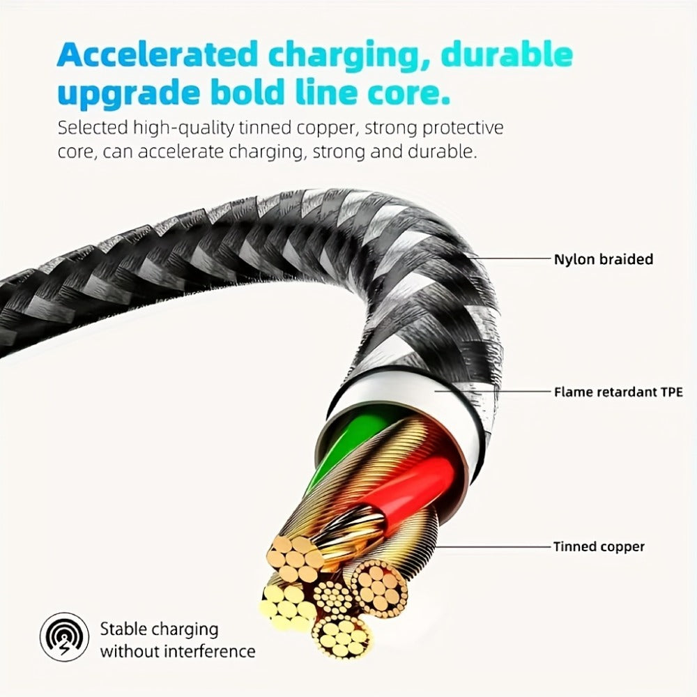 5-Pack USB-C Cable Nylon Braided Fast Charging, Multi-Length 3.3/3.3/6.6/6.6/10ft, Compatible with iPhone 15 16 Pro Max, iPad Pro, Samsung Galaxy Tab S9, Google Pixel, LG, Sony, OnePlus, Black & White
