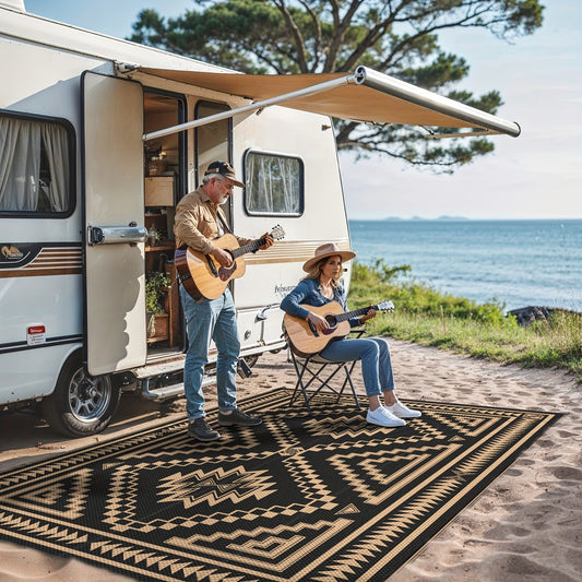 Outdoor Reversible Plastic Straw Rug for Patio Deck RV Camping – Waterproof UV-Resistant Lightweight Mat, Multiple Sizes & Colors