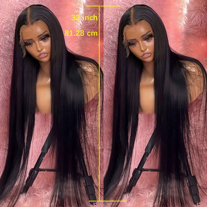Synthetic Wig 13x4 Straight Lace Front in Natural Black with Glueless Cap and 26- or 32-Inch Length