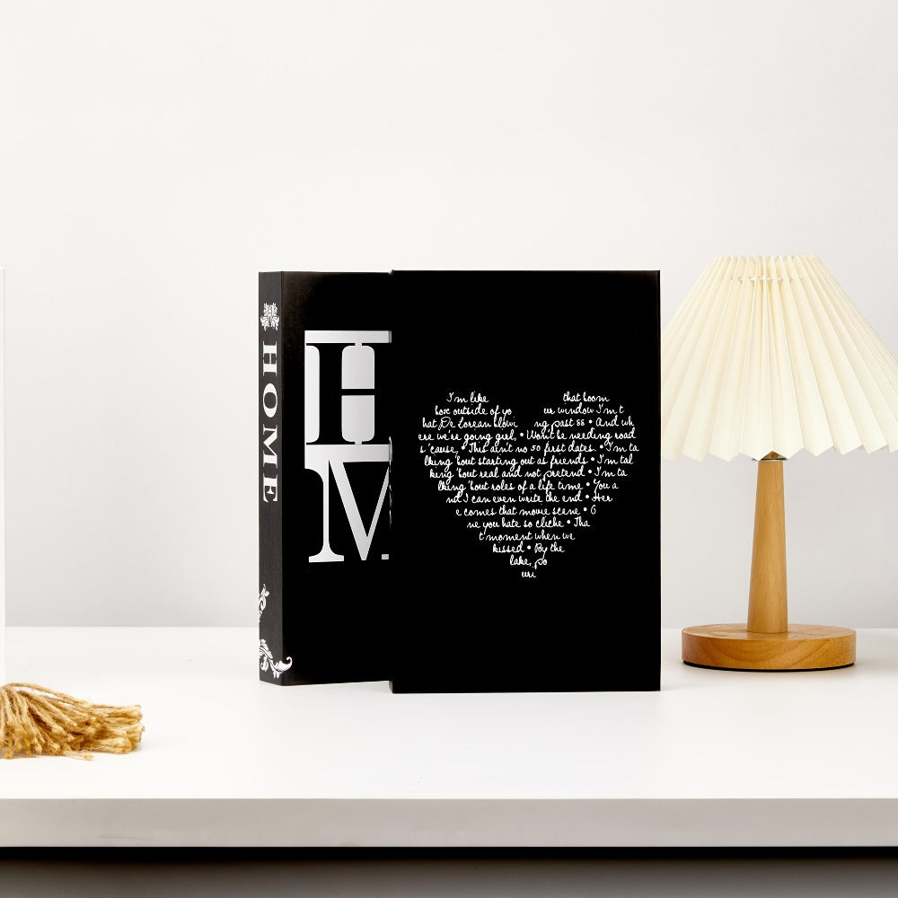 Three-Piece Black Decorative Faux Book Set with HOME, FAMILY and LOVE Lettering for Shelf or Coffee Table Display