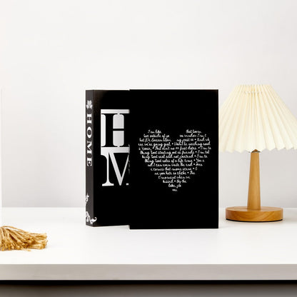 Three-Piece Black Decorative Faux Book Set with HOME, FAMILY and LOVE Lettering for Shelf or Coffee Table Display