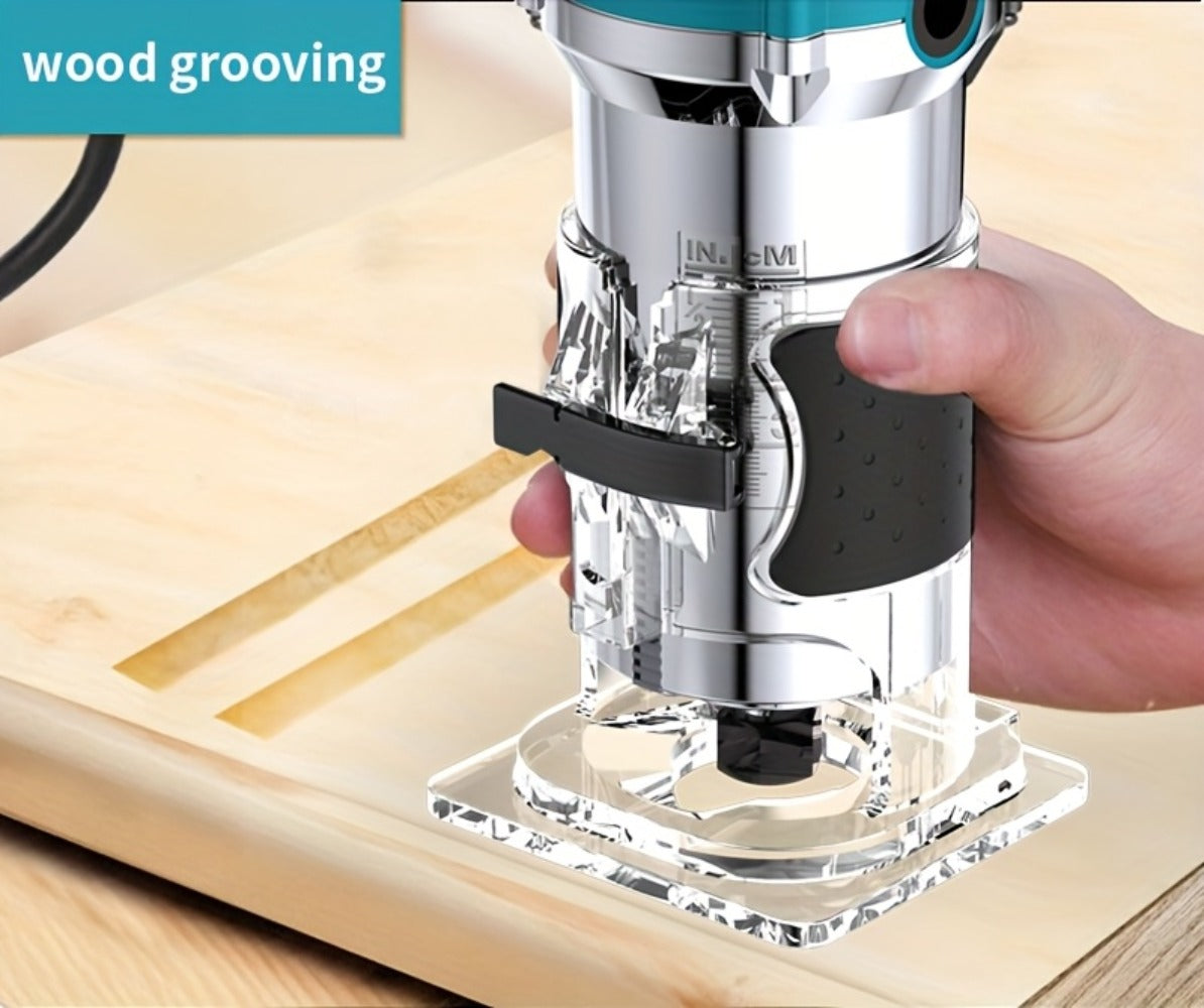 Electric Edge Cutting Machine Multifunctional Wood Router Trimmer - Adjustable Speed, Wood Chamfering Slotting Milling Carving Tool with Accessories, Industrial Planer for Woodworking