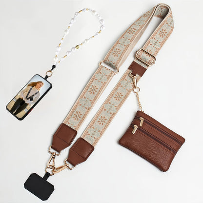Crossbody Phone Strap Wallet Pouch with Beaded Charm Detachable Wrist with the Listed Color, Size or Set Options for Everyday Carry