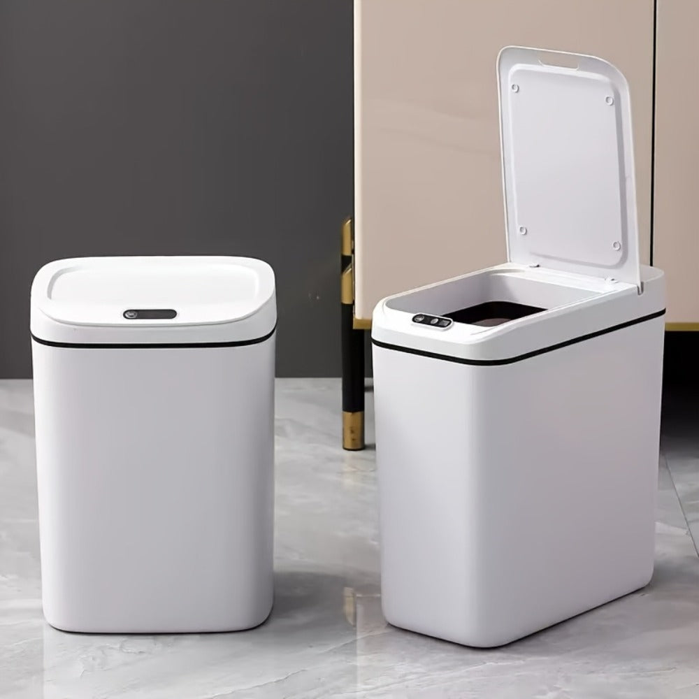 Motion-Activated Touchless Trash Can with Lid – Smart Sensor Waste Bin for Kitchen, Bathroom, Office & Home, Minimalist Rectangular Design, Battery Powered, 3-4 Gallon