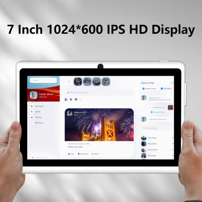 7 Inch Android Tablet 6GB RAM 32GB ROM Quad-Core HD IPS Display Stereo Speakers Dual Camera WiFi Lightweight Portable Compact Tablet for Work Travel Entertainment White