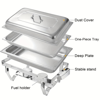 Chafing Dishes Buffet Set 9QT Stainless Steel Food Warmer Trays for Parties Hotel Christmas - 1/2/4/6/8 Pack