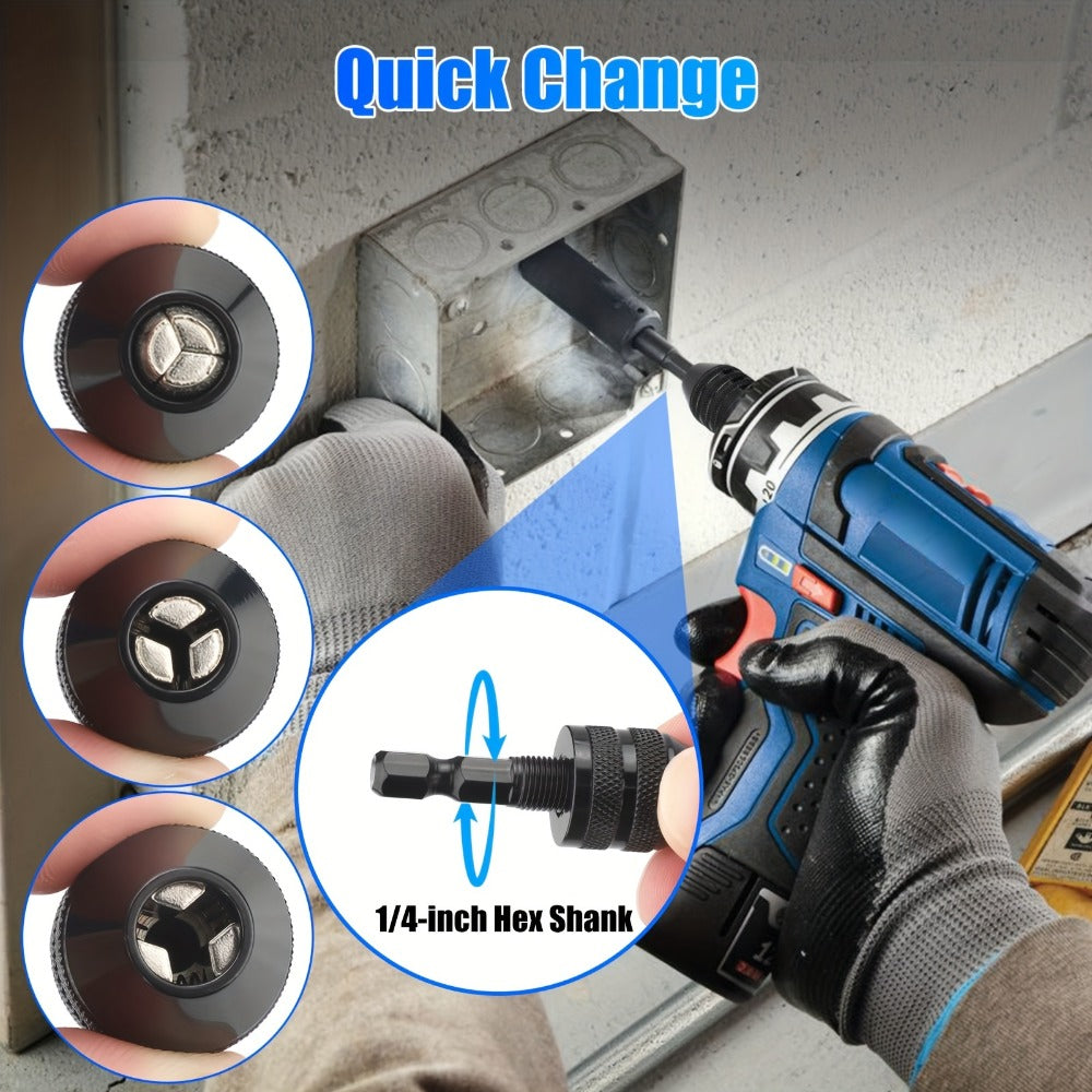 Keyless Drill Chuck Adapter 4PCS 1/4 Inch Hex Shank Quick Change 0.3-6.5mm 0.3-3.6mm Collet Screwdriver Impact Driver Converter for Drill Bits Electric Screwdriver