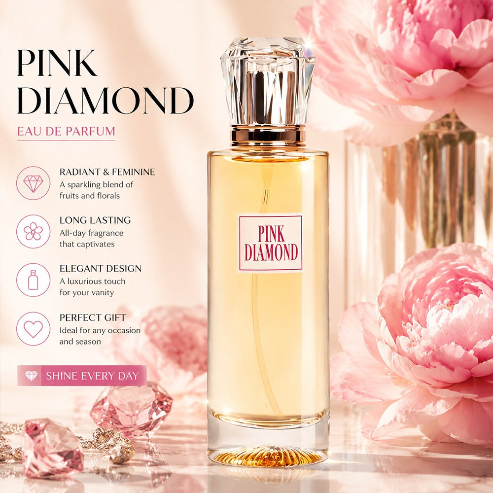 Women's Perfume Eau de Parfum Spray - Pink Diamond Long Lasting Floral Scent with Aldehyde Lily & Orange, Elegant Fragrance for Daily Wear & Special Occasions, 3.4 oz