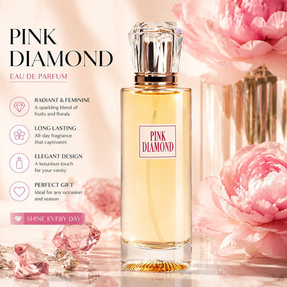 Women's Perfume Eau de Parfum Spray - Pink Diamond Long Lasting Floral Scent with Aldehyde Lily & Orange, Elegant Fragrance for Daily Wear & Special Occasions, 3.4 oz