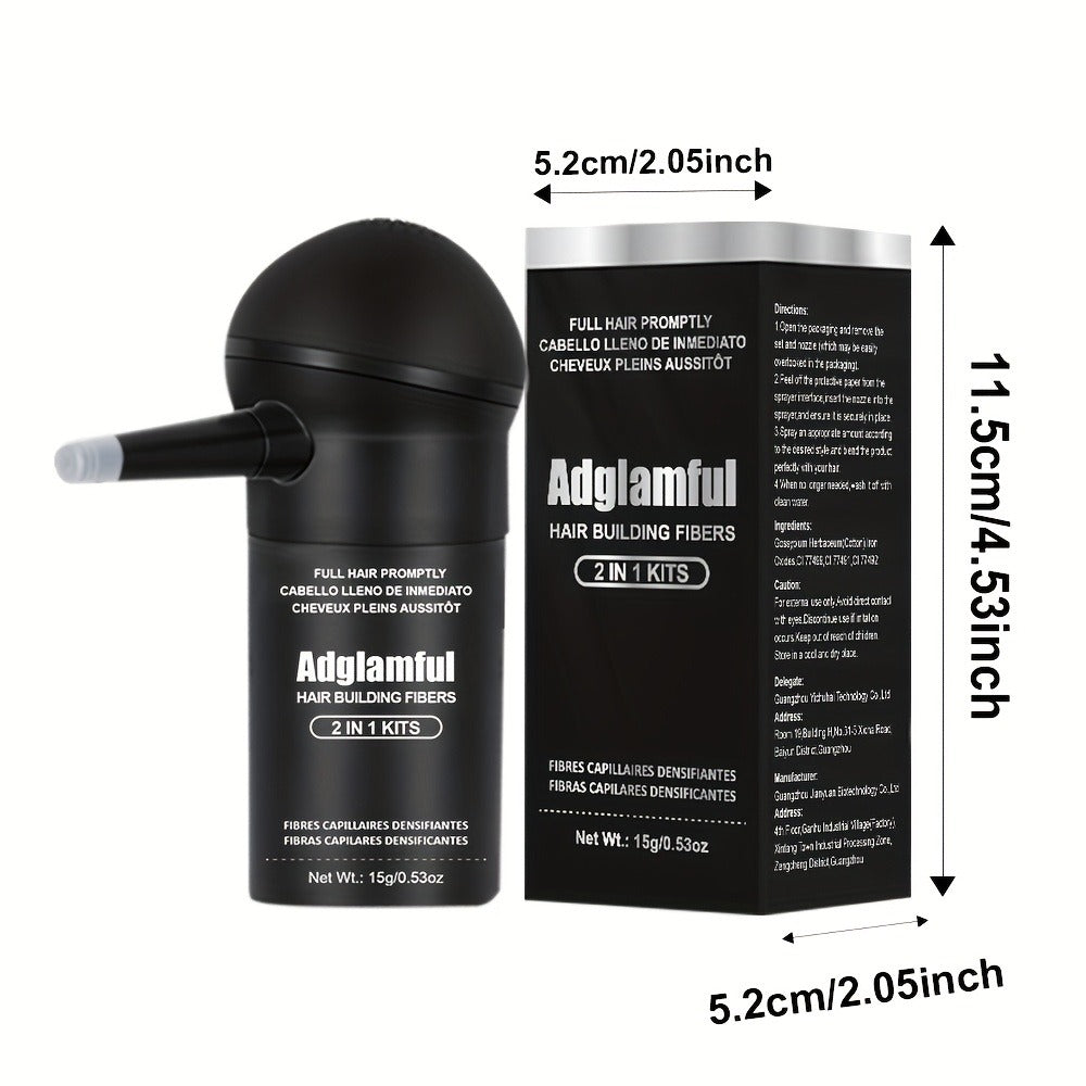 15-Gram Hair Fiber Kit with Directional Spray Applicator in Four Black and Brown Shade Options