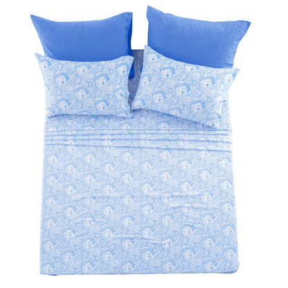 Bed Sheet Set 6-Piece Paisley Brushed Microfiber with 16-Inch Pocket and Six Size Families