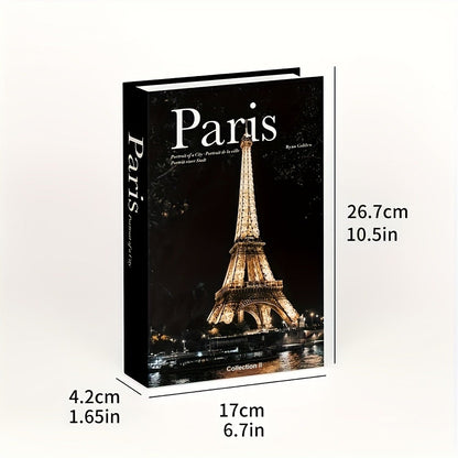 Three-Piece Decorative Book Box Set with Paris, London and New York Covers for Shelves and Coffee Tables