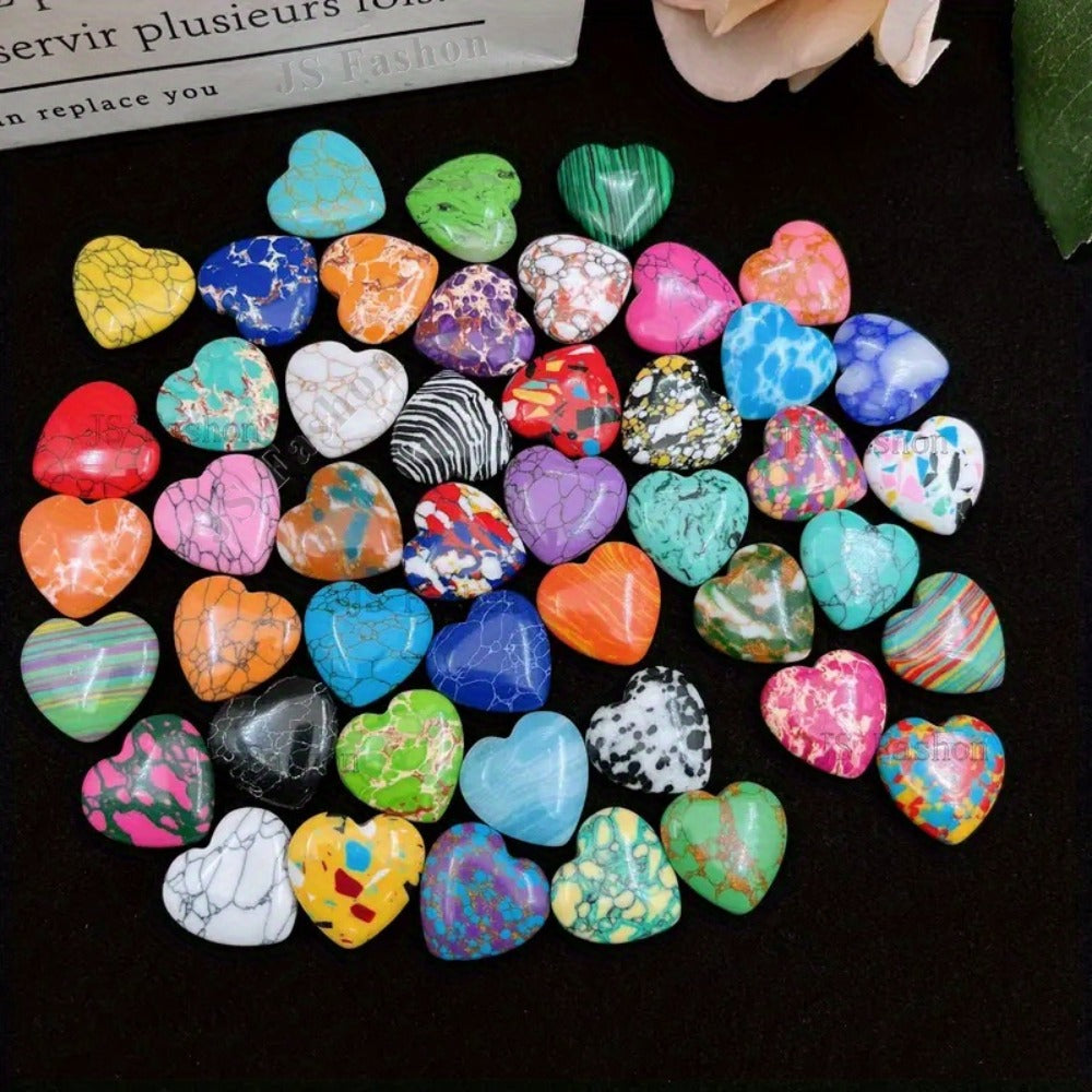 Colorful Heart-Shaped Craft Stones in Random 50- or 100-Piece Assortments for Adult DIY Jewelry Projects